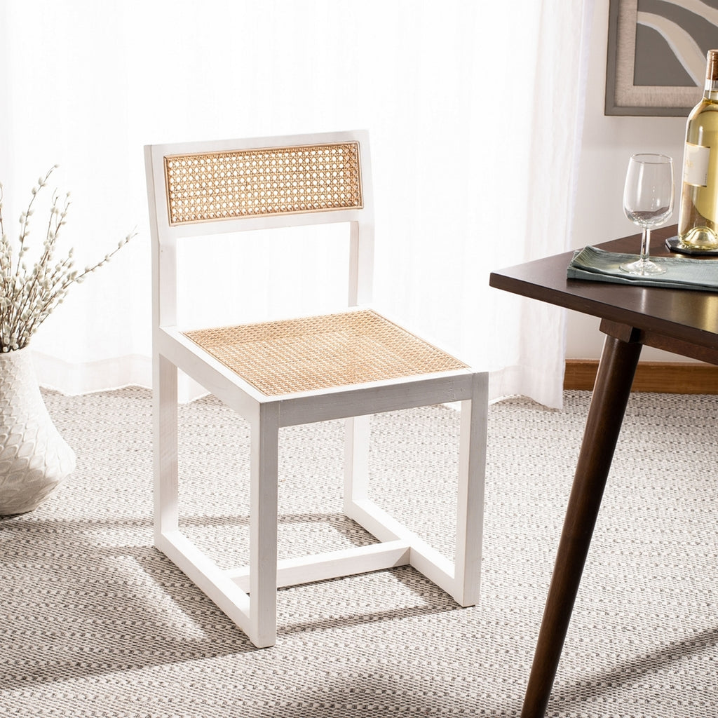 Safavieh Bernice Cane Dining Chair White Natural Wood DCH9502A