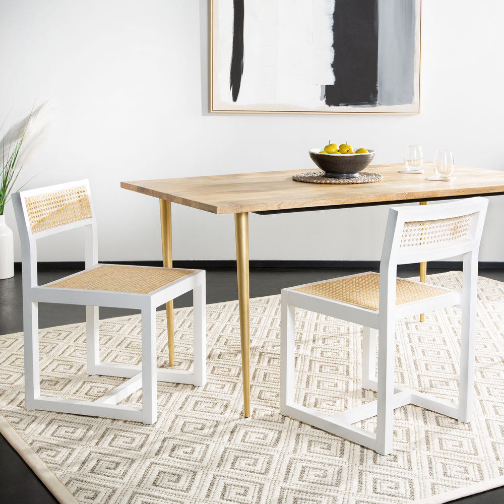 Safavieh Bernice Cane Dining Chair White Natural Wood DCH9502A