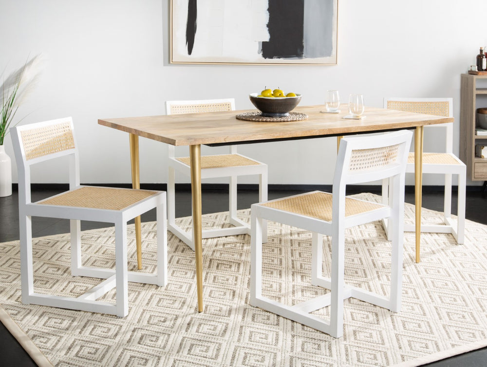Safavieh Bernice Cane Dining Chair White Natural Wood DCH9502A