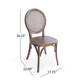 Chrystie Elm Wood and Rattan Dining Chair, Brown Noble House