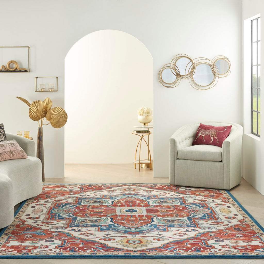 Nourison Parisa PSA01 French Country Machine Made Loom-woven Indoor Area Rug Brick/Ivory 7'9" x 9'9" 99446857897