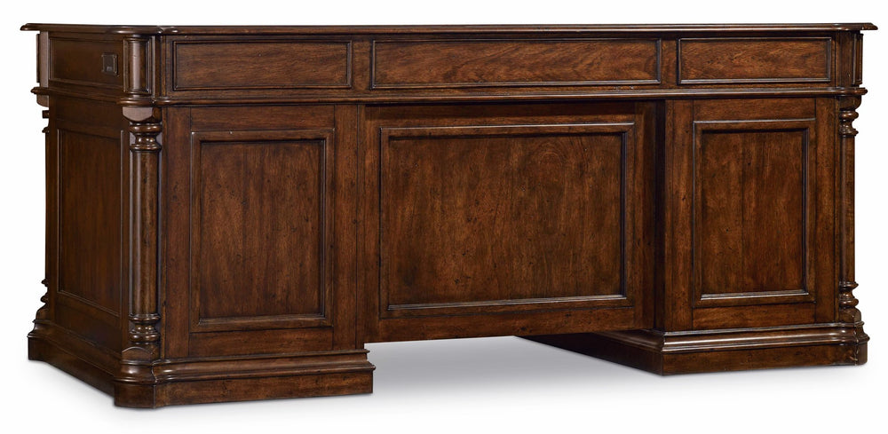 Hooker Furniture Leesburg Traditional-Formal Executive Desk in Rubberwood Solids with Swirl Mahogany and Ebony Veneers 5381-10562