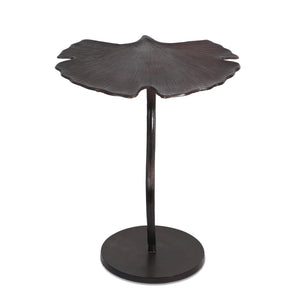 Noble House Tomilson Modern Handcrafted Aluminum Frond Leaf Side Table, Raw Bronze