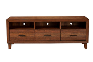 Trinidad TV Console in Toffee - Stylish Mahogany with Dovetail Drawers & Open Shelves for Storage