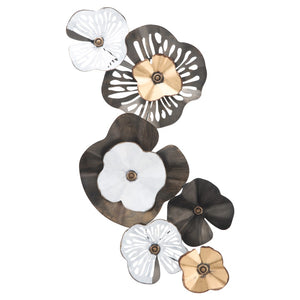 Sagebrook Home Contemporary Metal, 33" Flowers Wall Deco, Black/gold 16975 Black/gold Iron