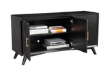 Alpine Furniture Flynn Sideboard, Black 966BLK-64 Black Mahogany Solids & Okoume Veneer 58 x 19 x 30