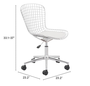Zuo Modern Wire 100% Polyurethane, Steel Modern Commercial Grade Office Chair Chrome, White 100% Polyurethane, Steel