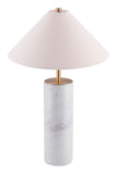 Zuo Modern Ciara Steel, Polyester, Marble Modern Commercial Grade Table Lamp Beige, White Steel, Polyester, Marble