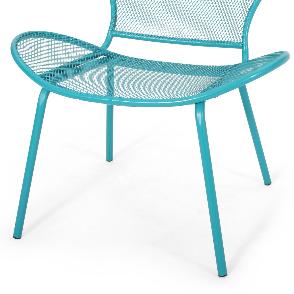 Nevada Modern Outdoor Iron Club Chair, Matte Teal Noble House