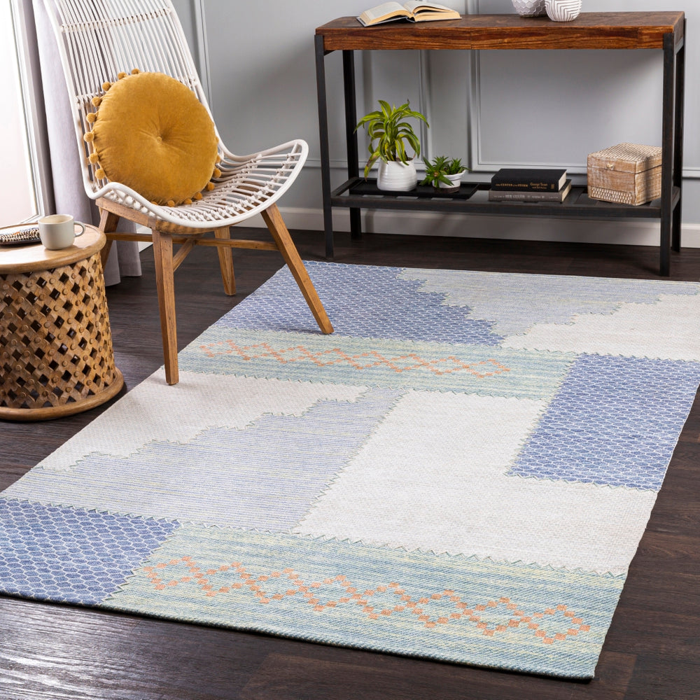 Didim DDM-2301 Global Viscose, Polyester, Cotton Rug DDM2301-268 Denim, Mint, Peach, Moss, Sage, Cream, White, Dark Blue, Ice Blue 50% Viscose, 40% Polyester, 10% Cotton 2'6" x 8'