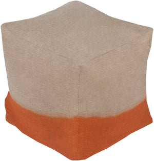 Dip Dyed DDPF-007 Coastal Linen, Polyester/Polyfill, Cotton Pouf DDPF007-181818 Khaki, Burnt Orange 100% Linen, 100% Polyester/Polyfill, 100% Cotton 18"H x 18"W x 18"D