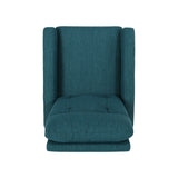 Noble House Woodglen Contemporary Glider Swivel Push Back Nursery Recliner - Teal and Black Finish