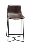 Alpine Furniture Live Edge Set of 2 Bonded Leather Pub Chairs, Dark Brown 1968-43 Dark Brown Bonded Leather with Metal Legs 19 x 22 x 37