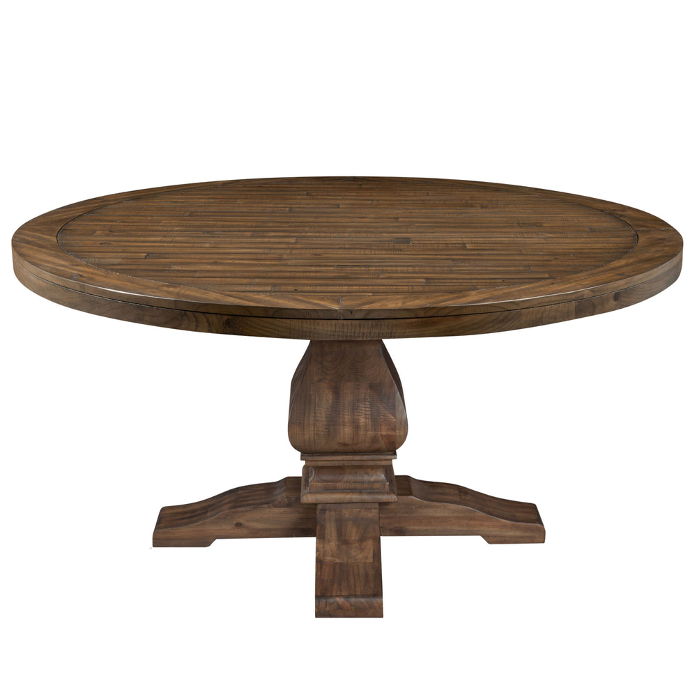 Alpine Furniture "Kensington Round Solid Pine Dining Table, Walnut" 2668WAL-25 Walnut Solid Pine and Plywood 60 x 60 x 30.5