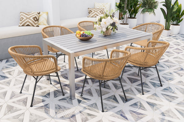 Zuo Modern Zaragoza Steel, Polyethylene Modern Commercial Grade Dining Chair Set - Set of 2 Natural, Black Steel, Polyethylene