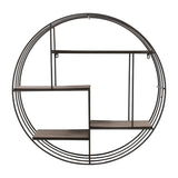 Transitional Round Wood/metal Wall Shelf