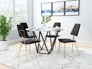 Zuo Modern Chloe 100% Polyester, Plywood, Steel Modern Commercial Grade Dining Chair Set - Set of 2 Black, Gold 100% Polyester, Plywood, Steel