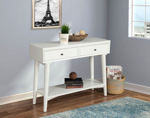 Alpine Furniture Flynn Console Table, White 966-W-63 White Mahogany Solids & Okoume Veneer 42 x 14 x 33