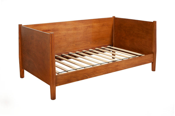 Alpine Furniture Flynn Mid Century Modern Twin Size Day Bed, Acorn 966-09T Acorn Mahogany Solids & Okoume Veneer 44 x 82 x 35