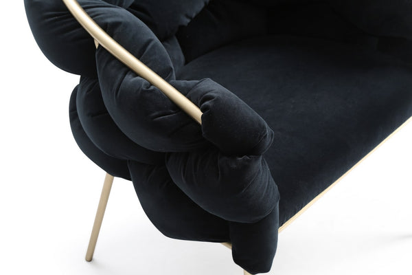 VIG Furniture Modrest Debra - Modern Black Velvet/Brushed Brass Dining Chair VGVCB202A