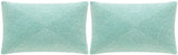 Safavieh Allure  Pillow -Set Of 2 Aqua Blue Beaded On Poly Slubbed DEC257B-1218-SET2