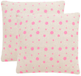 Safavieh - Set of 2 - Candy Buttons Pillow Embroidered Linen 20" Pink Sugar Hidden Zipper Feather DEC311A-2020-SET2 889048002845