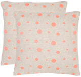 Safavieh - Set of 2 - Candy Buttons Pillow Embroidered Linen 20" Pink Sugar Hidden Zipper Feather DEC311A-2020-SET2 889048002845