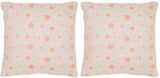 Safavieh - Set of 2 - Candy Buttons Pillow Embroidered Linen 20" Pink Sugar Hidden Zipper Feather DEC311A-2020-SET2 889048002845