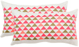 Safavieh - Set of 2 - Geo Mountain Pillow Embroidered Linen 20" Wild Flower Multi Hidden Zipper Feather DEC314B-2020-SET2 889048002883
