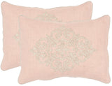 Safavieh - Set of 2 - Isola Pillow Embroidered Linen 20" Petal Hidden Zipper Feather DEC317A-2020-SET2 889048002913