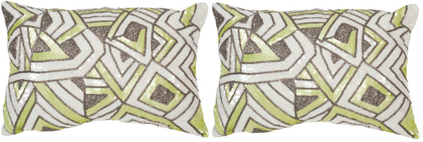 Ricci Pillows - Set of 2 Luxe Deco-Inspired Embellished Cushions for Glamorous Home Decor Style