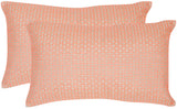 Safavieh Box Stitch  Pillow -Set Of 2 Neon Tangerine Poly Dupion DEC453C-1220-SET2