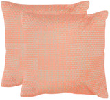 Safavieh Box Stitch  Pillow -Set Of 2 Neon Tangerine Poly Dupion DEC453C-1220-SET2