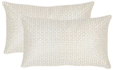 Safavieh Box Stitch  Pillow -Set Of 2 White Gold Poly Dupion DEC453D-1220-SET2