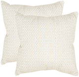 Safavieh Box Stitch  Pillow -Set Of 2 White Gold Poly Dupion DEC453D-1220-SET2