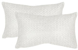 Safavieh Box Stitch  Pillow -Set Of 2 Silver Poly Dupion DEC453E-1220-SET2