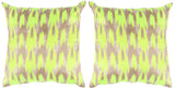 Safavieh - Set of 2 - Boho Chic Pillow Embroidered 20" Neon Citrus Poly Dupion Hidden Zipper Feather DEC455B-2020-SET2 889048008243