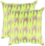 Safavieh - Set of 2 - Boho Chic Pillow Embroidered 20" Neon Citrus Poly Dupion Hidden Zipper Feather DEC455B-2020-SET2 889048008243