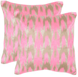 Safavieh - Set of 2 - Boho Chic Pillow Embroidered 20" Neon Petunia Poly Dupion Hidden Zipper Feather DEC455C-2020-SET2 889048008274
