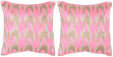 Safavieh - Set of 2 - Boho Chic Pillow Embroidered 20" Neon Petunia Poly Dupion Hidden Zipper Feather DEC455C-2020-SET2 889048008274