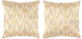 Safavieh - Set of 2 - Boho Chic Pillow Embroidered 20" Metallic Earth Poly Dupion Hidden Zipper Feather DEC455D-2020-SET2 889048008298