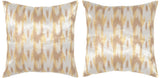 Safavieh - Set of 2 - Boho Chic Pillow Embroidered 20" Metallic Silver Poly Dupion Hidden Zipper Feather DEC455E-2020-SET2 889048008311