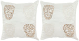 Safavieh - Set of 2 - Pillow Quatre Skull Embellished Hand Beaded 18" Gold Cotton Sateen Hidden Zipper Feather DEC462A-1818-SET2 889048008595