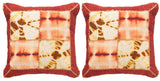 Safavieh - Set of 2 - Pillow Dip Dye Quartre Patch Printed Patterns Jute 20" Chili Pepper Wool Cotton Hidden Zipper Feather DEC550A-2020-SET2 889048108752