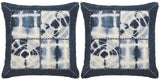 Safavieh - Set of 2 - Pillow Dip Dye Quartre Patch Printed Patterns Jute 20" Navy Wool Cotton Hidden Zipper Feather DEC550B-2020-SET2 889048108776