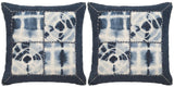 Safavieh - Set of 2 - Pillow Dip Dye Quartre Patch Printed Patterns Jute 24" Navy Wool Cotton Hidden Zipper Feather DEC550B-2424-SET2 889048108929
