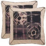 Safavieh - Set of 2 - Pillow Dip Dye Quartre Patch Printed Patterns Jute 20" Sumac Wool Cotton Hidden Zipper Feather DEC550C-2020-SET2 889048108790