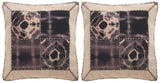 Safavieh - Set of 2 - Pillow Dip Dye Quartre Patch Printed Patterns Jute 20" Sumac Wool Cotton Hidden Zipper Feather DEC550C-2020-SET2 889048108790