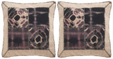 Safavieh - Set of 2 - Pillow Dip Dye Quartre Patch Printed Patterns Jute 24" Sumac Wool Cotton Hidden Zipper Feather DEC550C-2424-SET2 889048108943