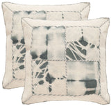 Safavieh - Set of 2 - Pillow Dip Dye Quartre Patch Printed Patterns Jute 24" Seasalt Wool Cotton Hidden Zipper Feather DEC550D-2424-SET2 889048108967